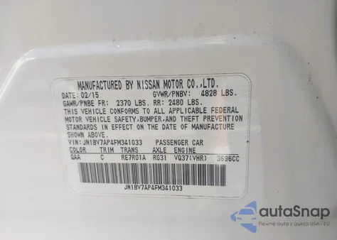 2015 Infiniti Q50 Premium from USA, damaged, VIN JN1BV7AP4FM341033